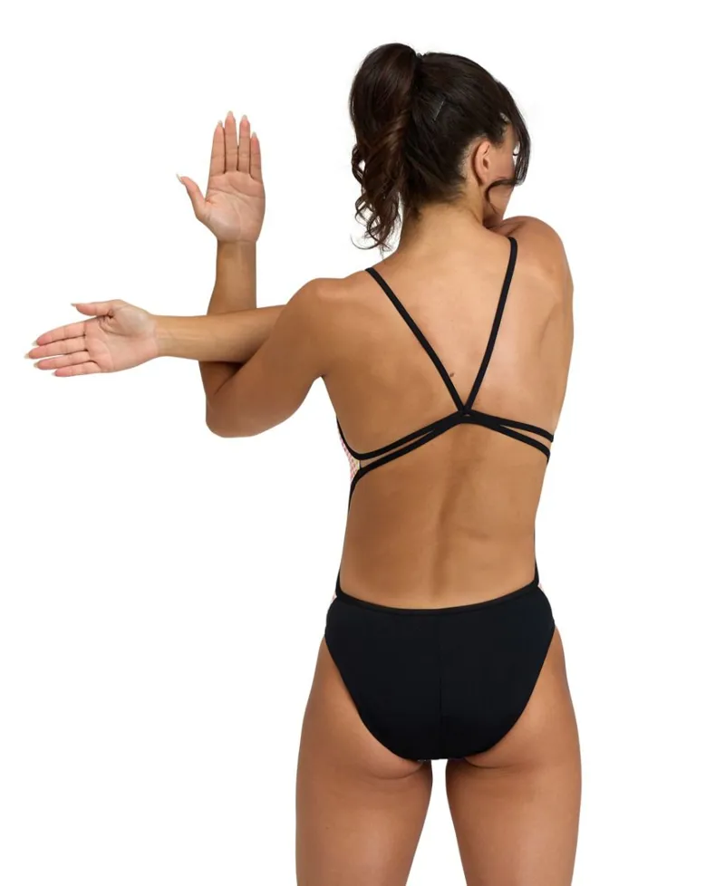 Arena Women's Circle Stripe Lace Back Swimsuit Black/Multi-6